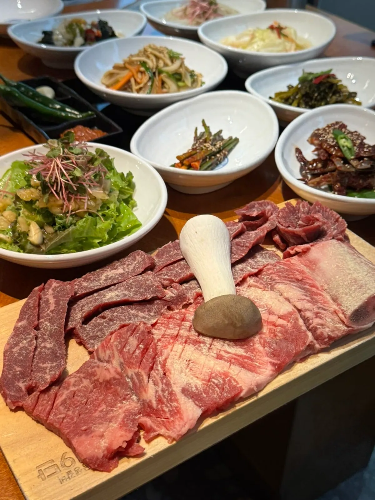 Plates of fresh short ribs half platter and skirt steak half platter