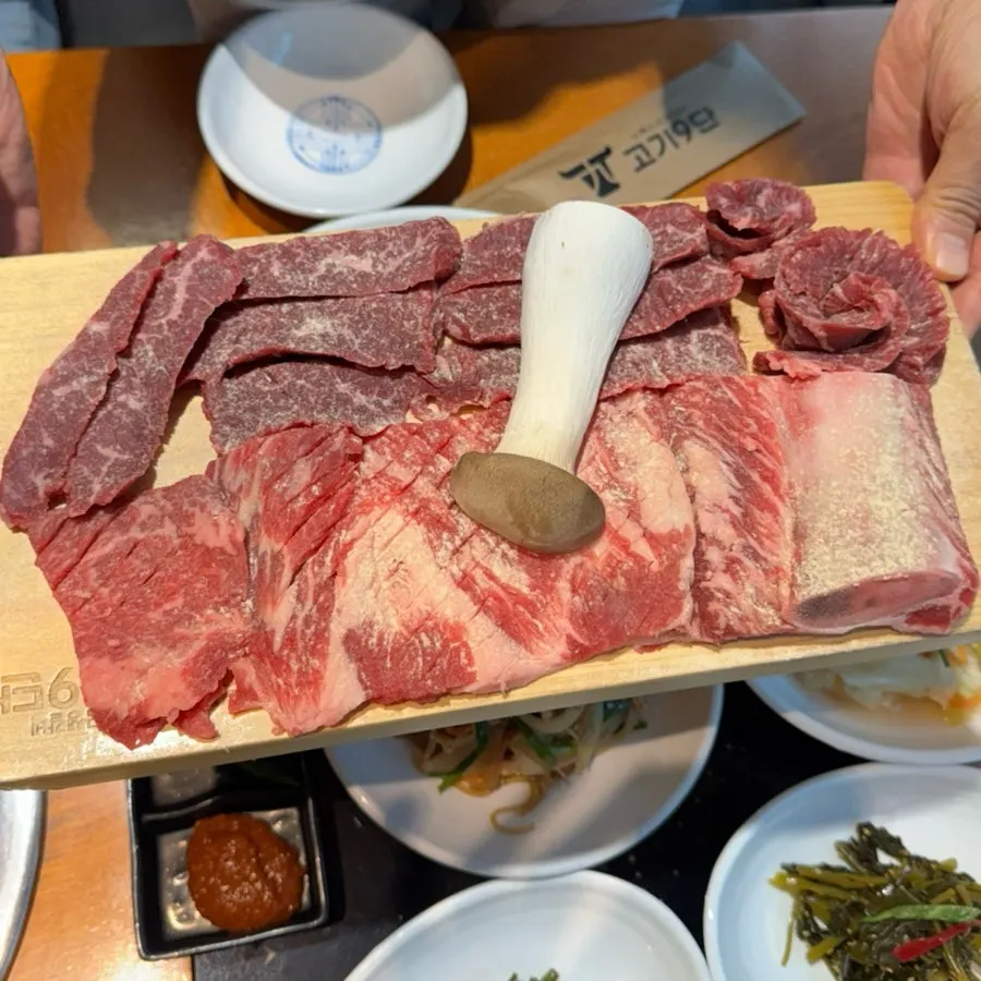 Close-up of the two ordered beef cuts