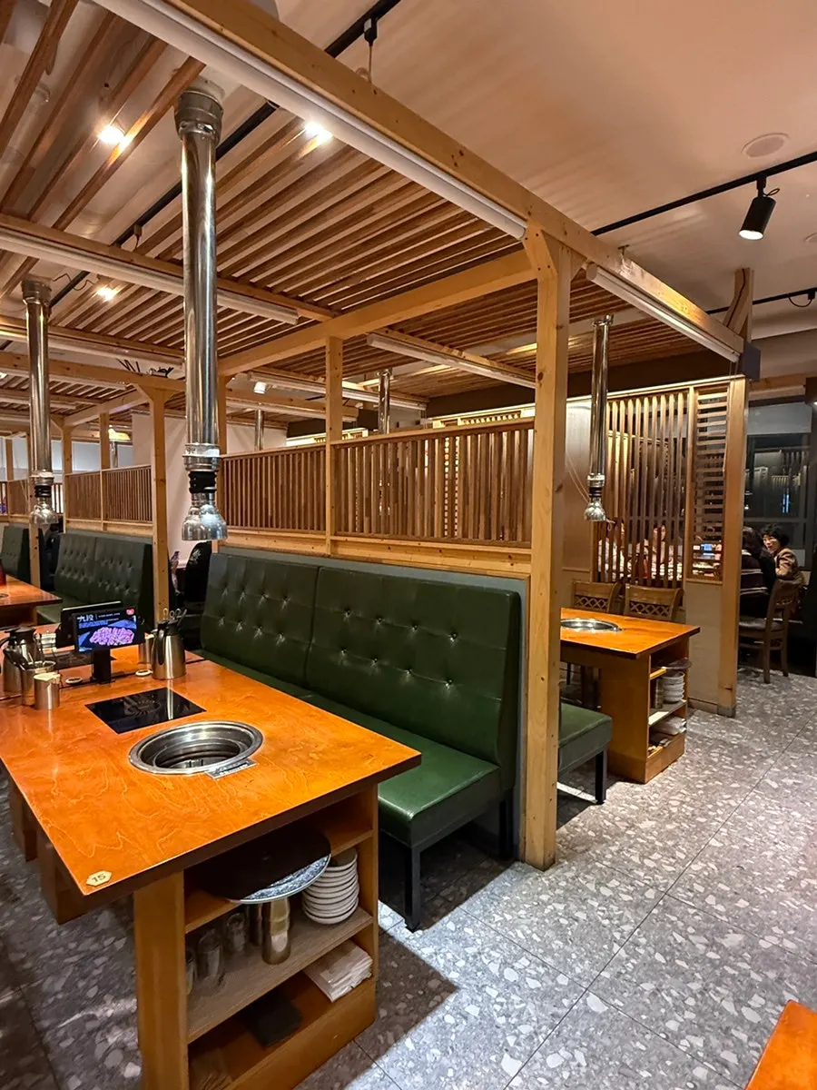 Interior with group tables set up for gatherings