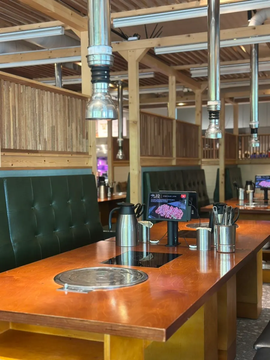 Widely spaced seating in the restaurant