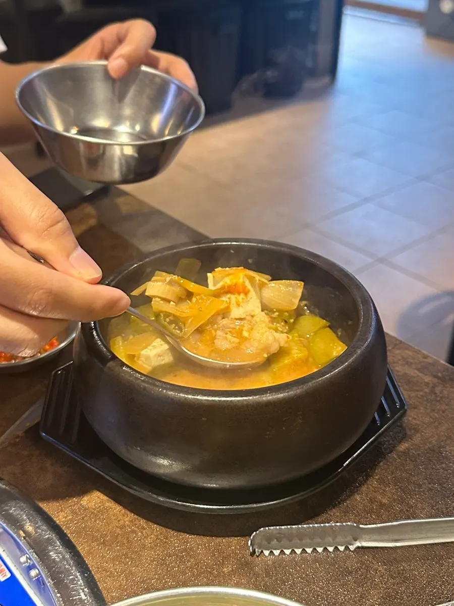 오겹살과 함께 먹은 차돌된장찌개 국물