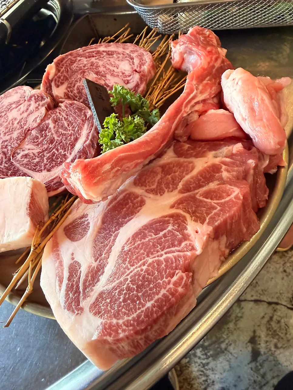 Beef placed on the grill
