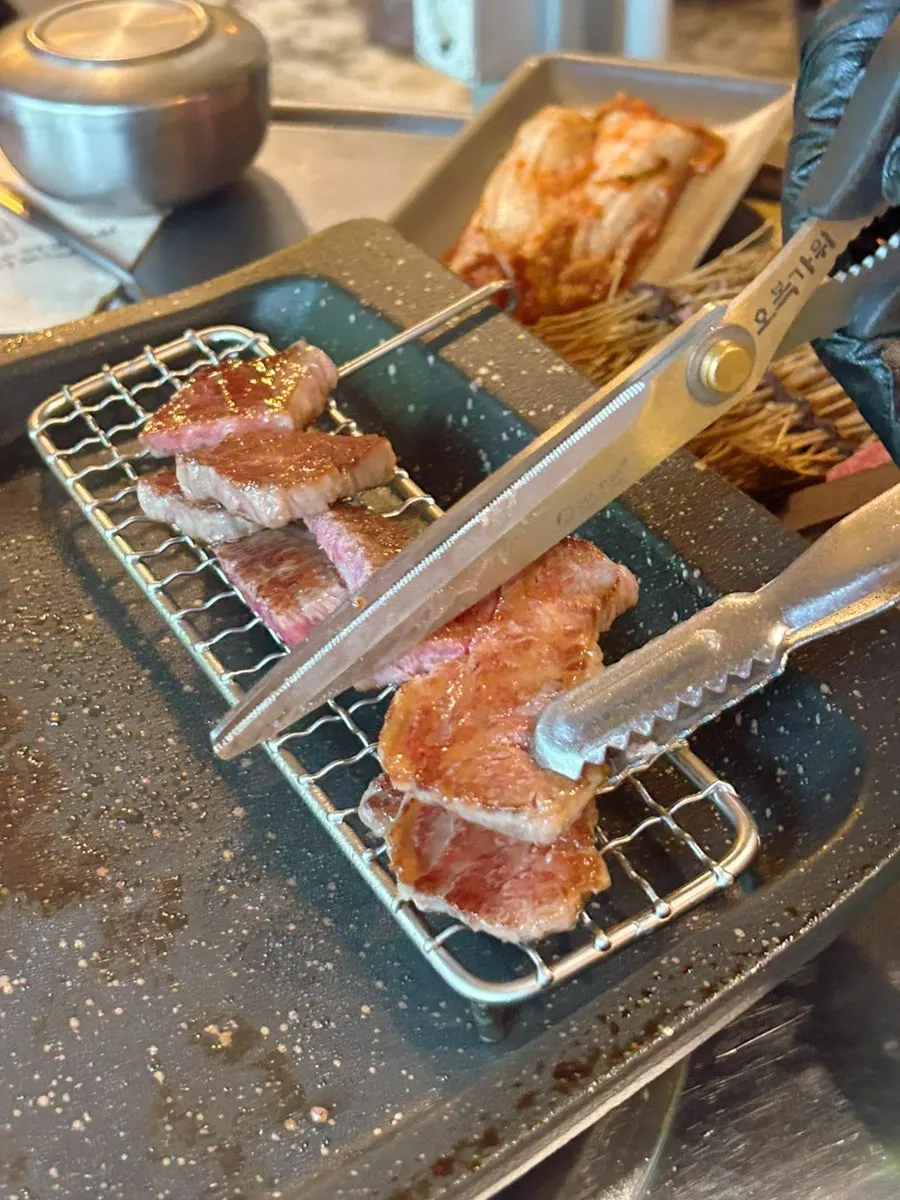 Plate with pork neck, galbisal, and today's hanwoo cuts