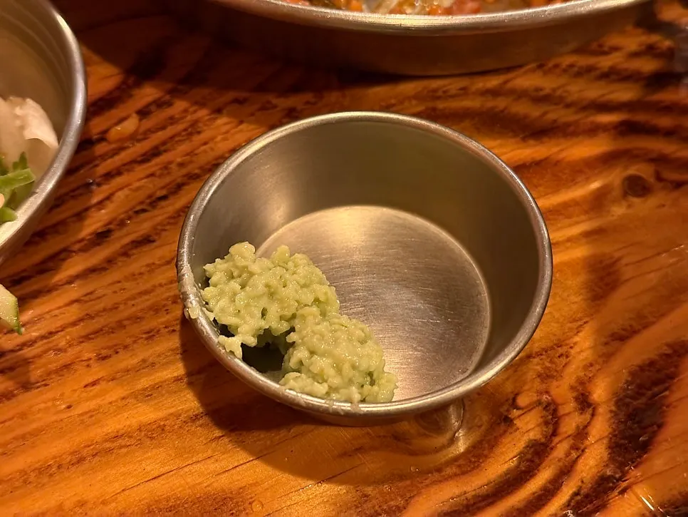 Wasabi served on request alongside grilled beef