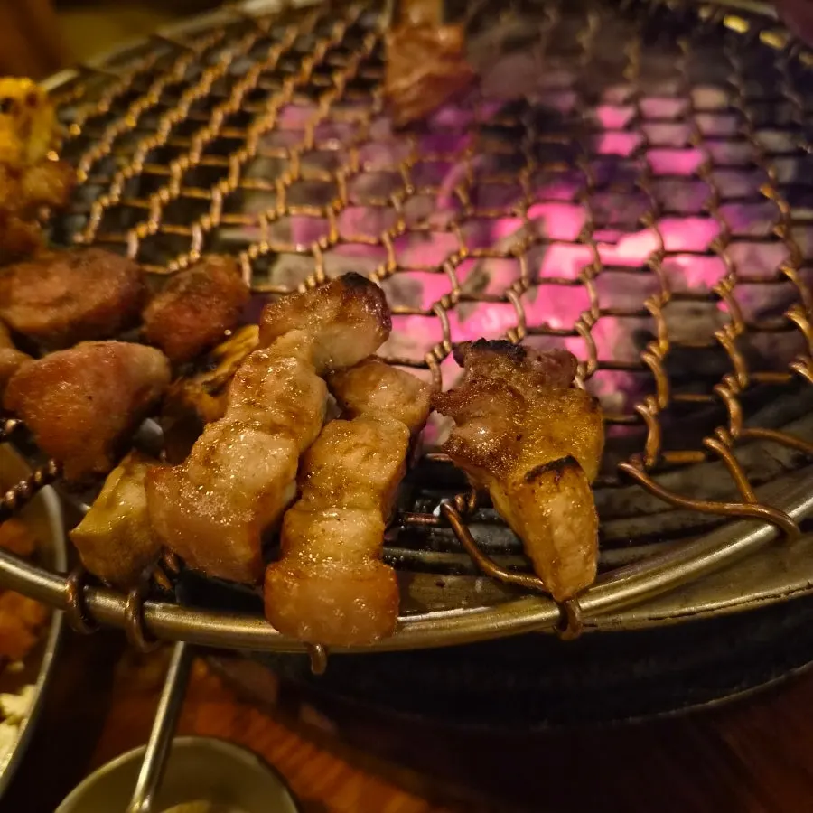 Pork belly placed on the grill