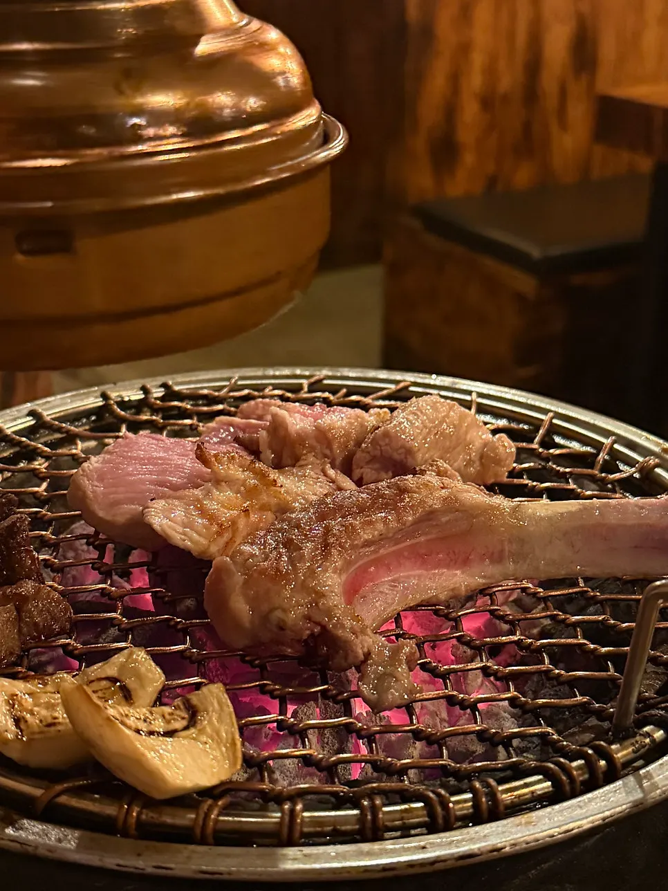 Raw short rib placed on the grill