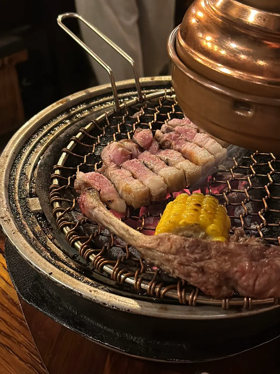 Pork belly placed on the grill