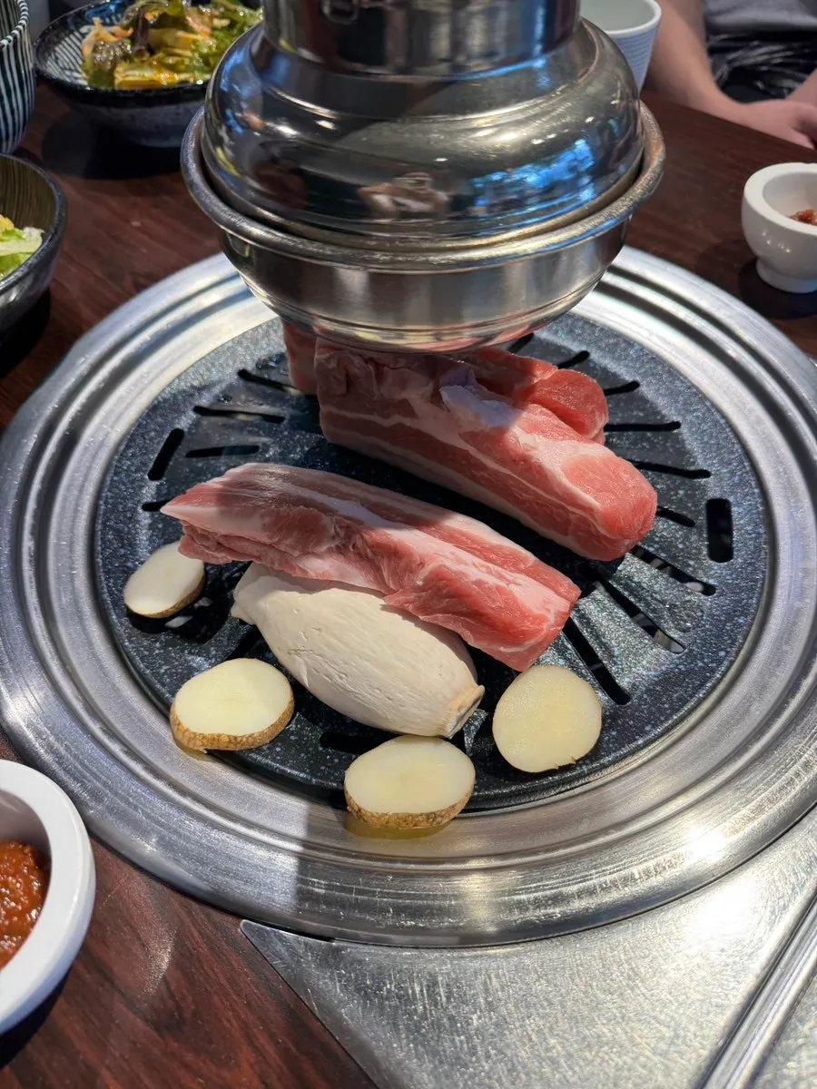 Thick cuts of raw pork belly