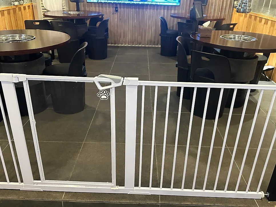 Interior of the fenced pet-friendly seating area