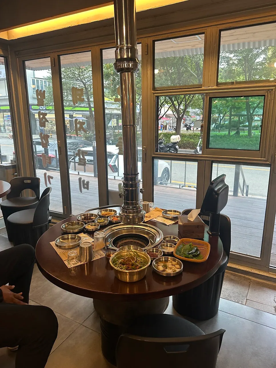 A table pre-set for a reserved seat
