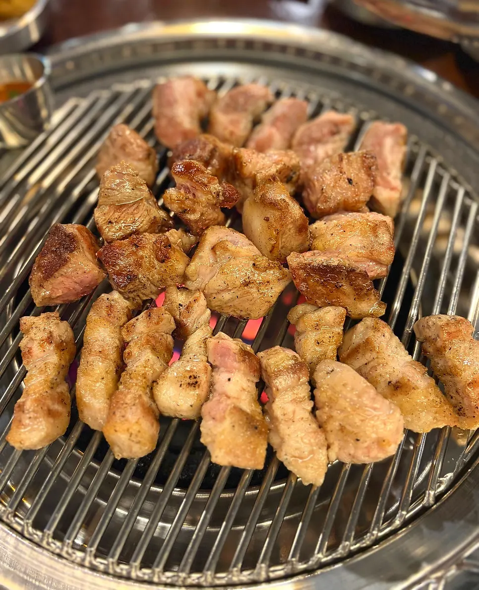 초벌되어 나온 고깃리모둠A 한 접시
