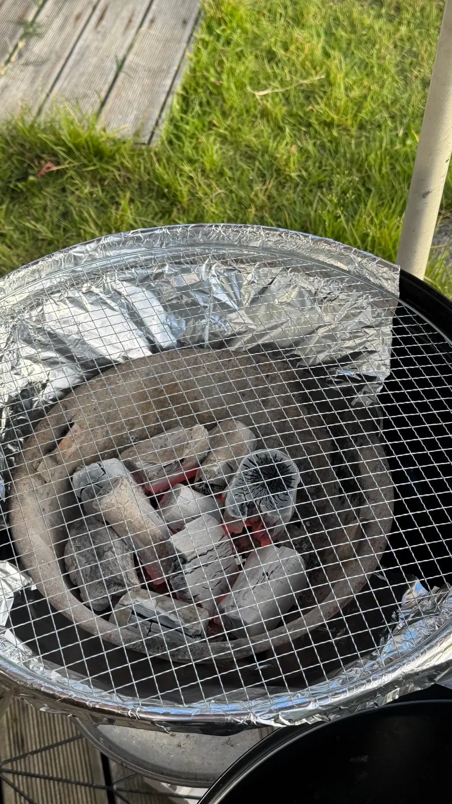 Inside a tent fitted with air conditioning and a ventilation fan