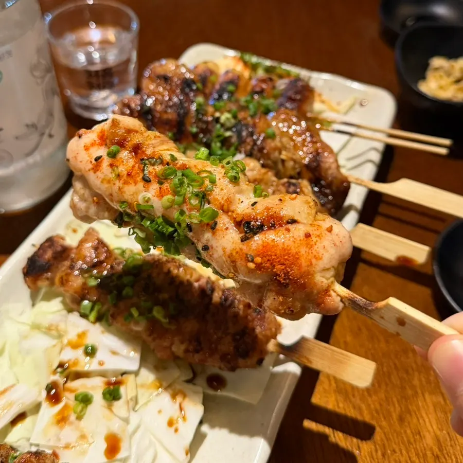 Yakitori topped with myeongran sauce
