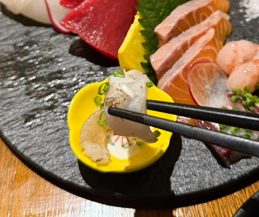 A soft, tender piece of aged sashimi