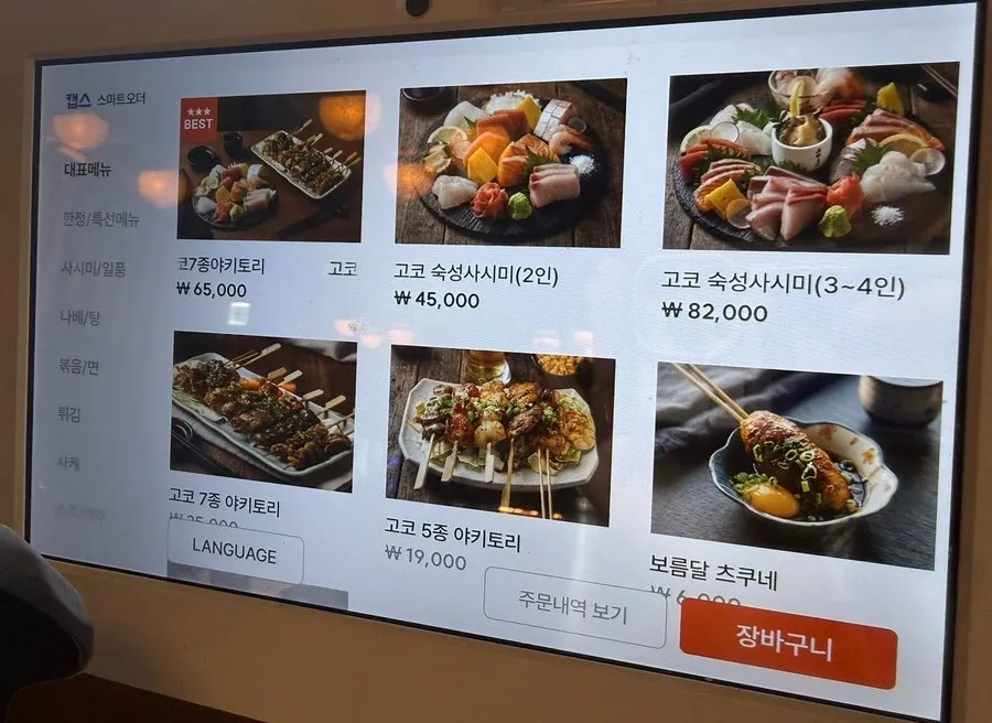 Trang menu sashimi của Izakaya Goko