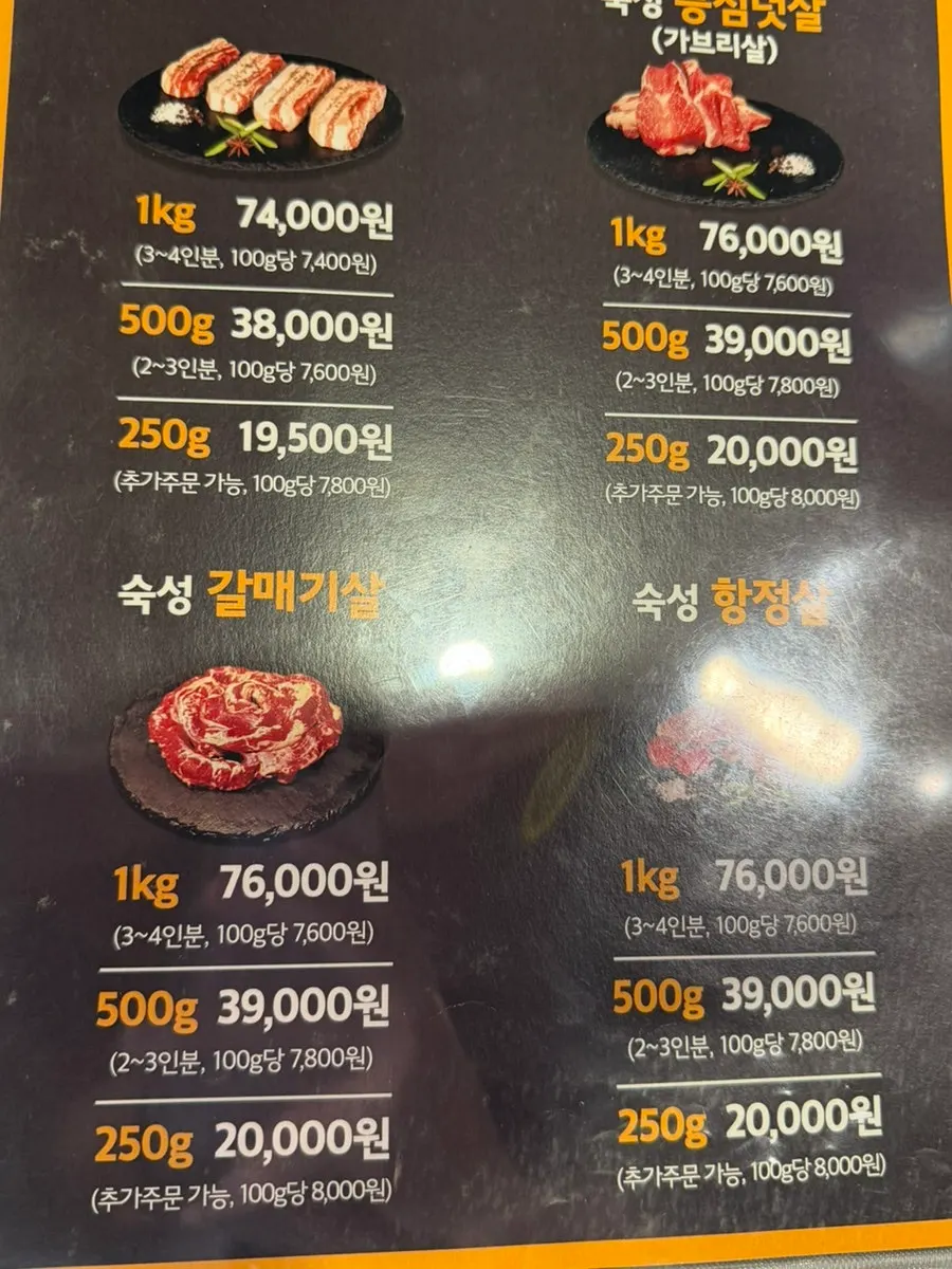 Additional page of the Gogup Yeonguso menu