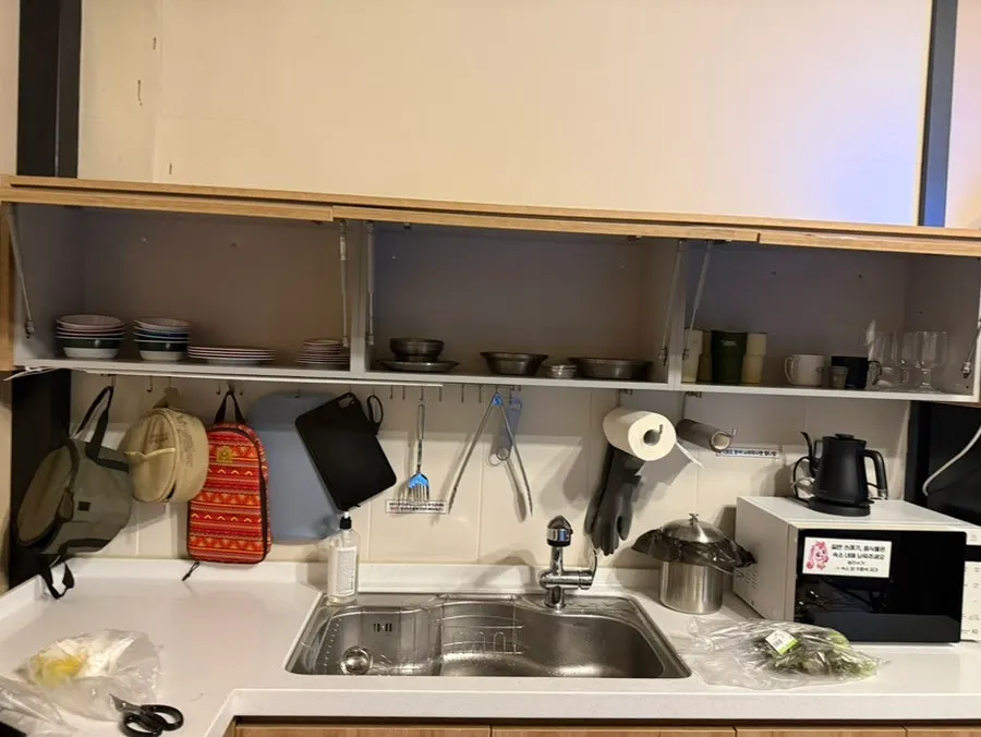 Kitchen space inside the glamping tent
