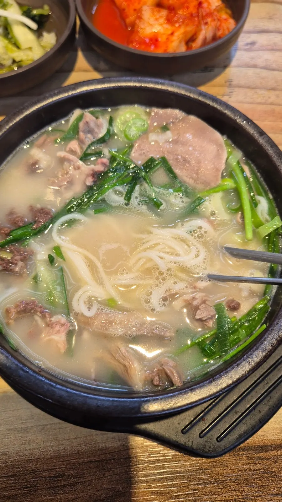 Bowl of sundae soup with somyeon noodles added