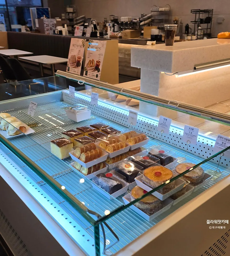 Refrigerated dessert case at Flowerpot Cafe