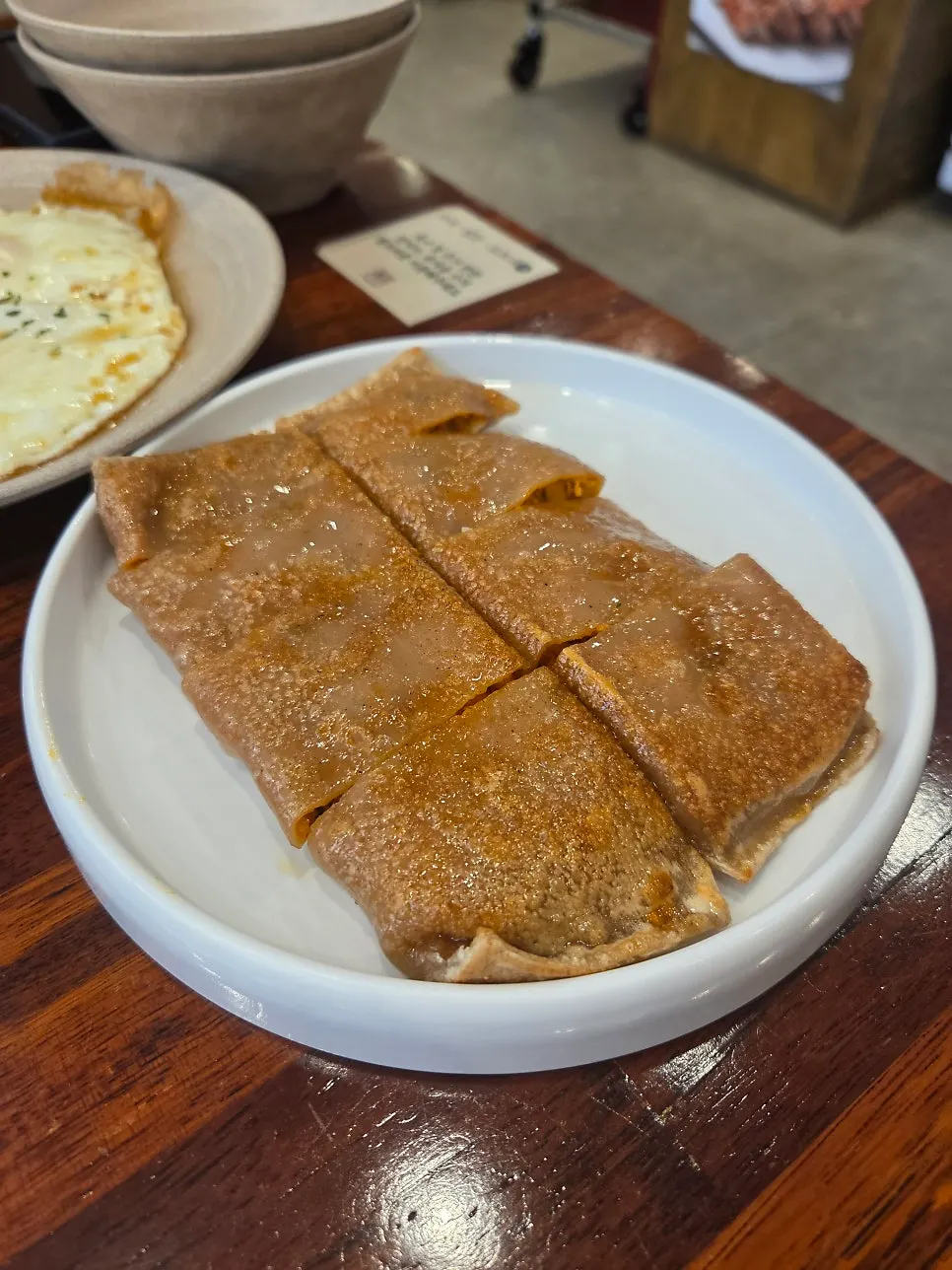 A plate of buckwheat kimchi jeonbyeong side dish