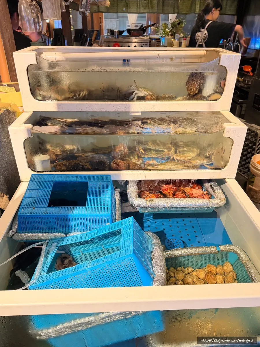 Seafood tank inside the restaurant