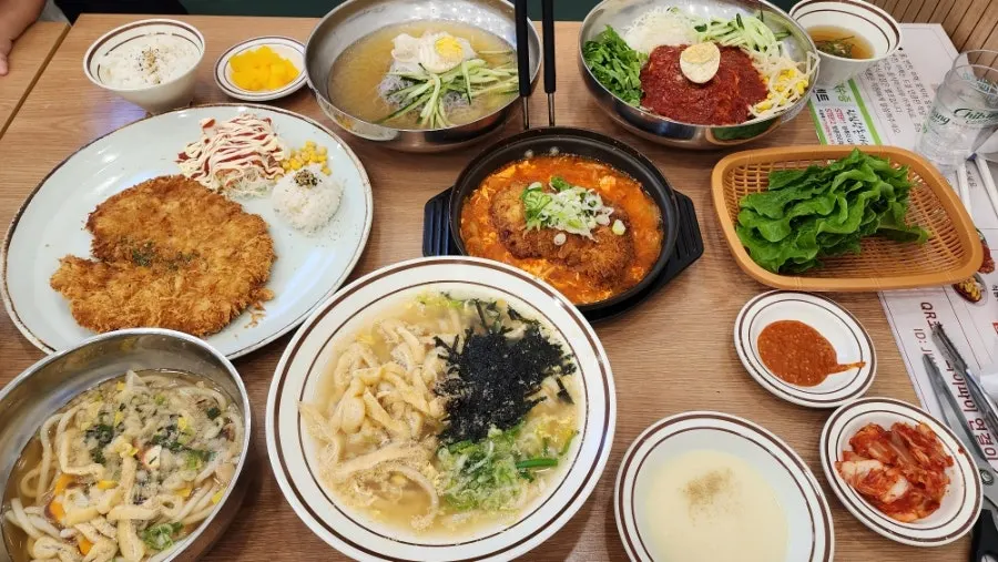 Ordered dishes set out on the table
