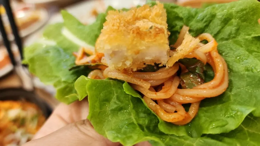 King-size pork cutlet eaten with jjolmyeon