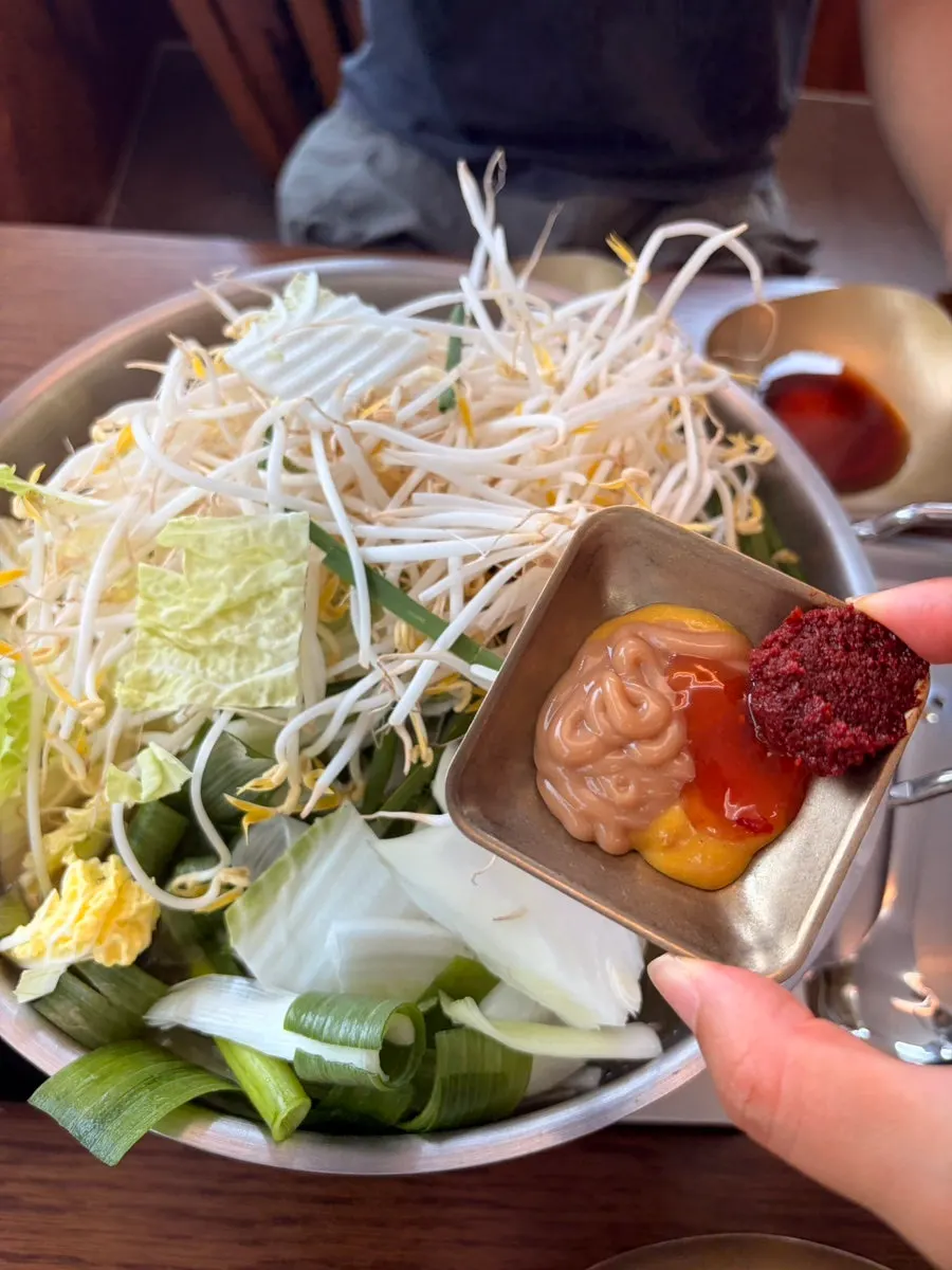 Dak hanmari chicken served pre-cut into easy pieces