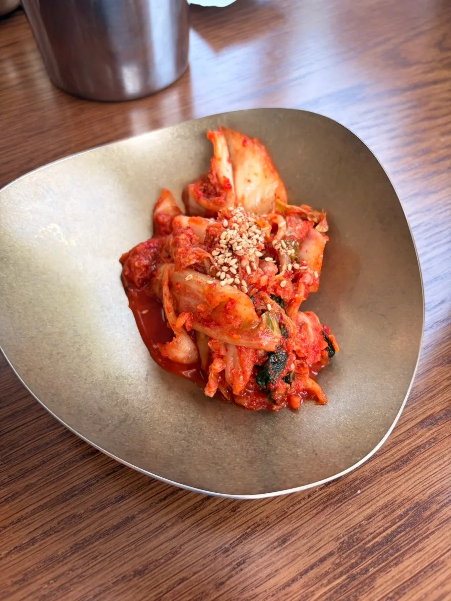 Kimchi served alongside the dak hanmari