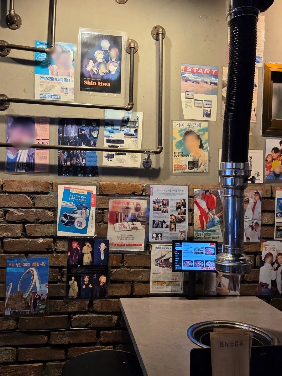 Retro posters on Golmokjip Galbisal's wall