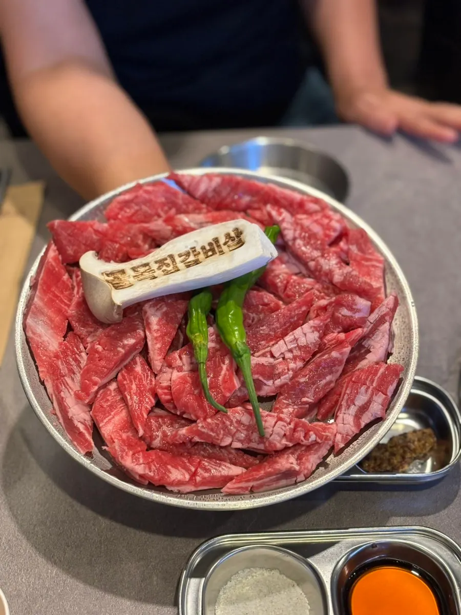 Plate of score-cut beef galbisal