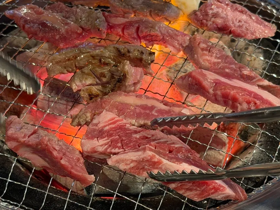 새송이버섯과 고추가 올라간 소갈비살 한판