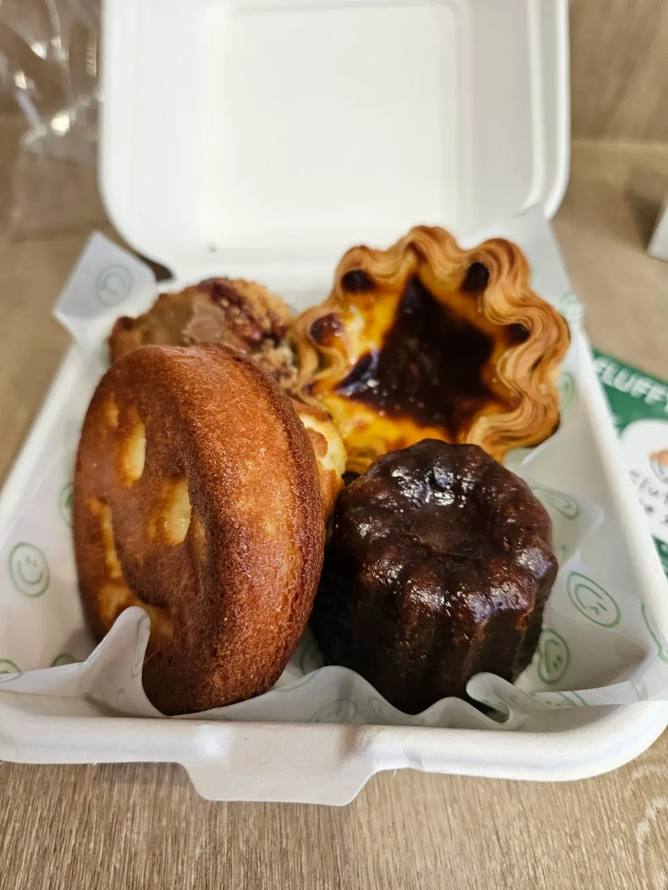 Six selected baked treats and an egg tart