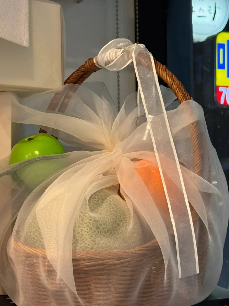 Chuseok fruit gift with bojagi wrapping