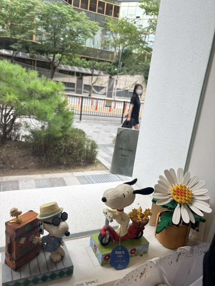 Clean, warm seating area inside the café