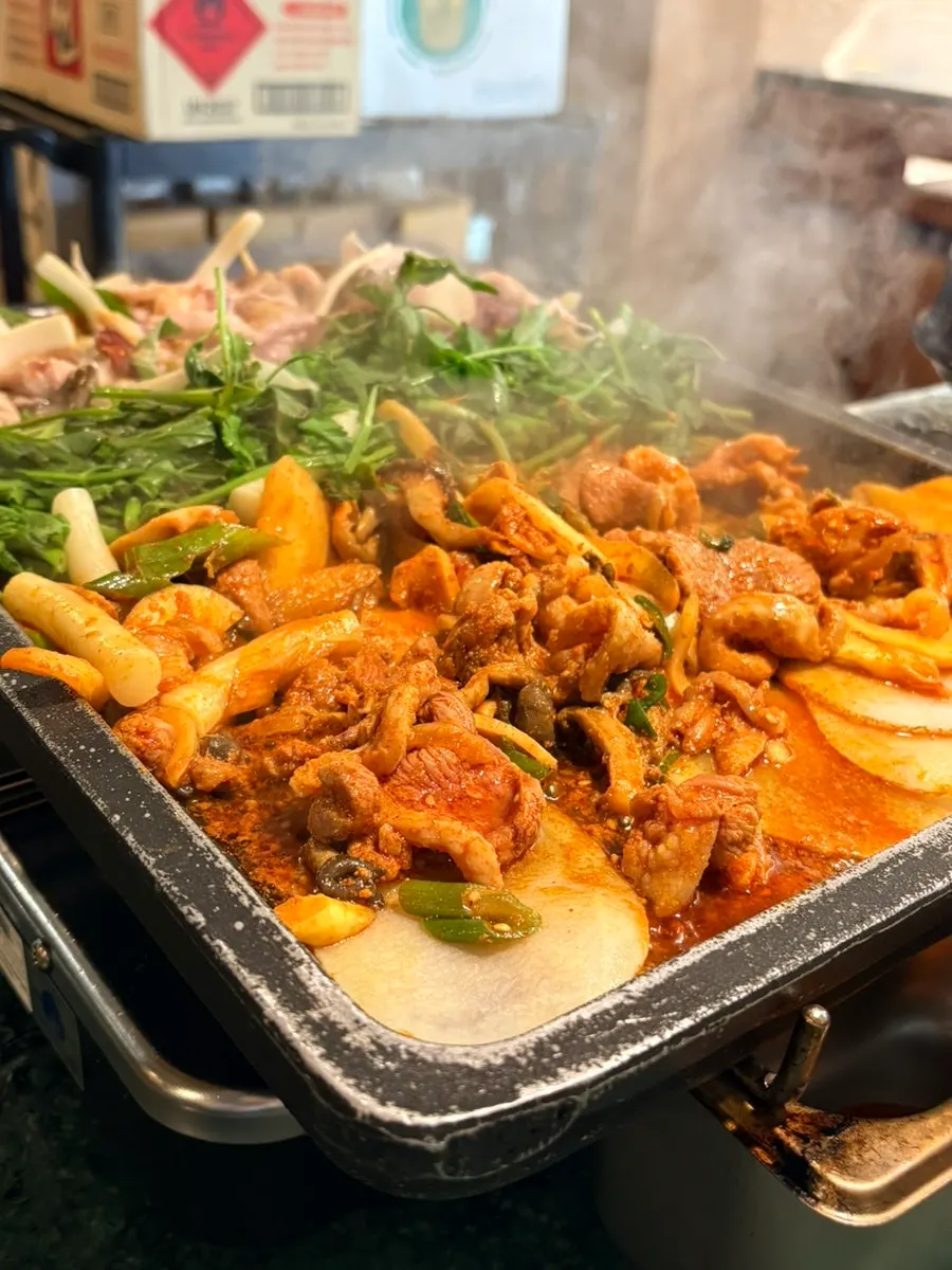 A pot of Gongjung Dodeok's duck potato stew