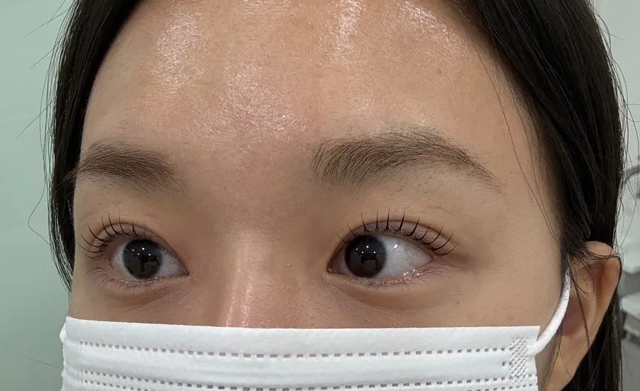 Lashes after the nutrition + black tinting lash lift, curl lifted