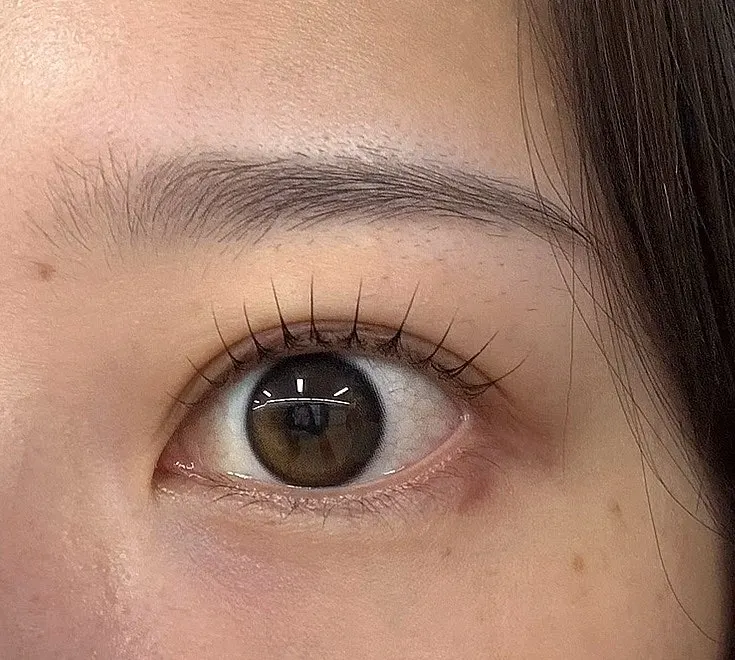 Lashes right after the black tinting JC curl treatment