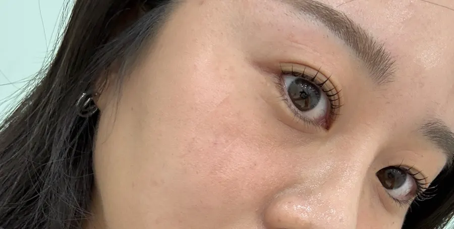 Before and after comparison of the lash lift
