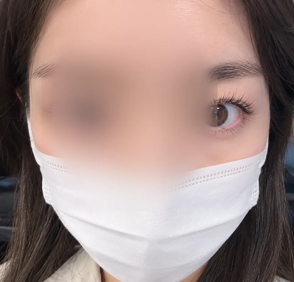 블랙틴팅펌 후 컬이 올라간 속눈썹