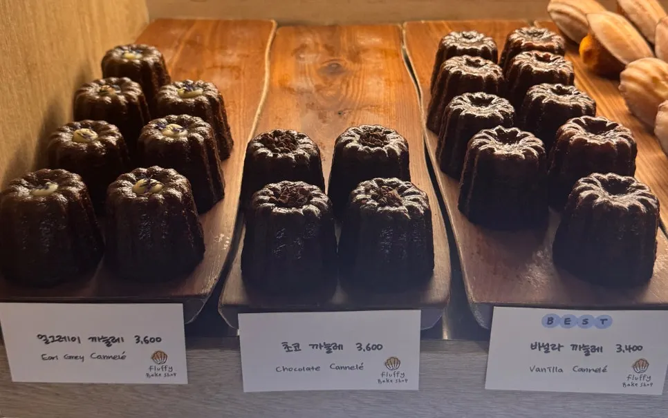 Bakery shelf displaying pastries