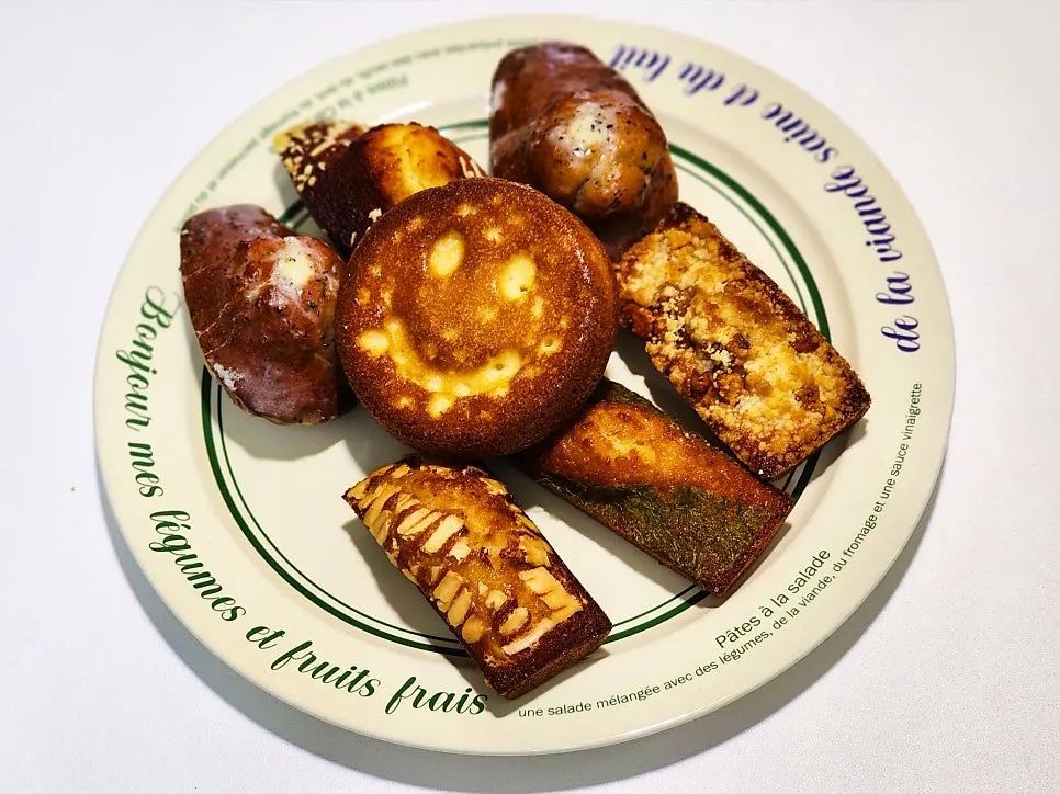 Packaged desserts arranged on a plate