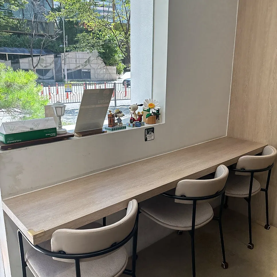 Eat-in seating by the window