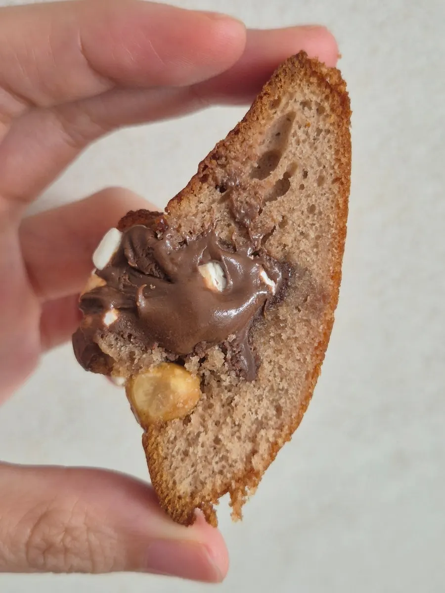Cross-section of the chocolate madeleine