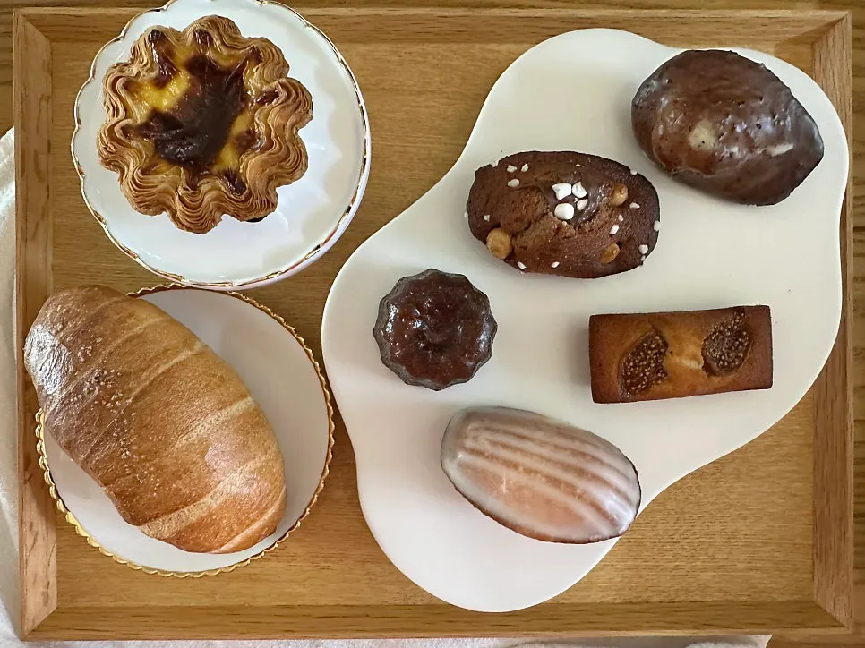 Fluffy Bake Shop pastries spread out at home
