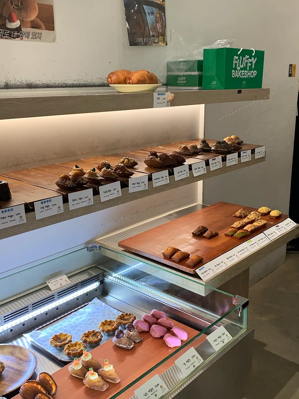 Display case with many varieties of baked goods