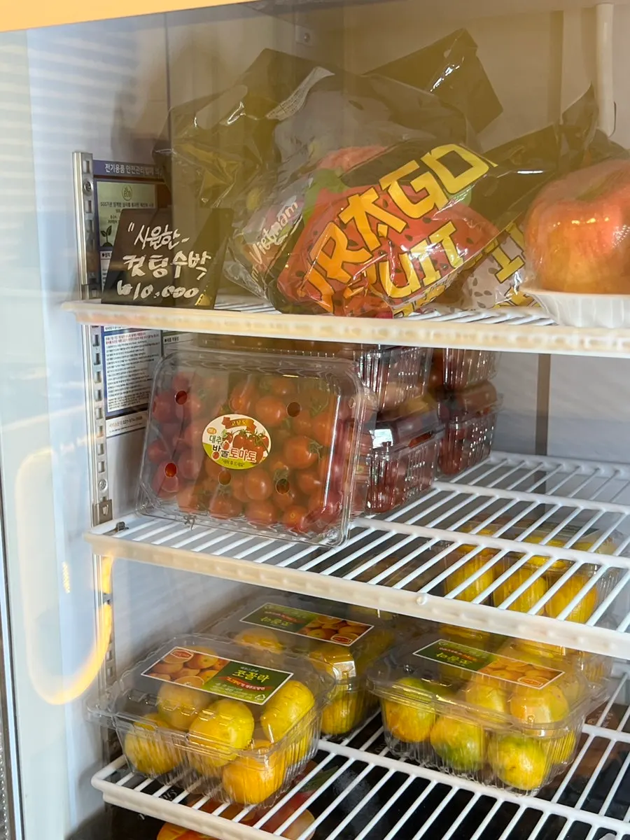 Fruit displayed in refrigerators