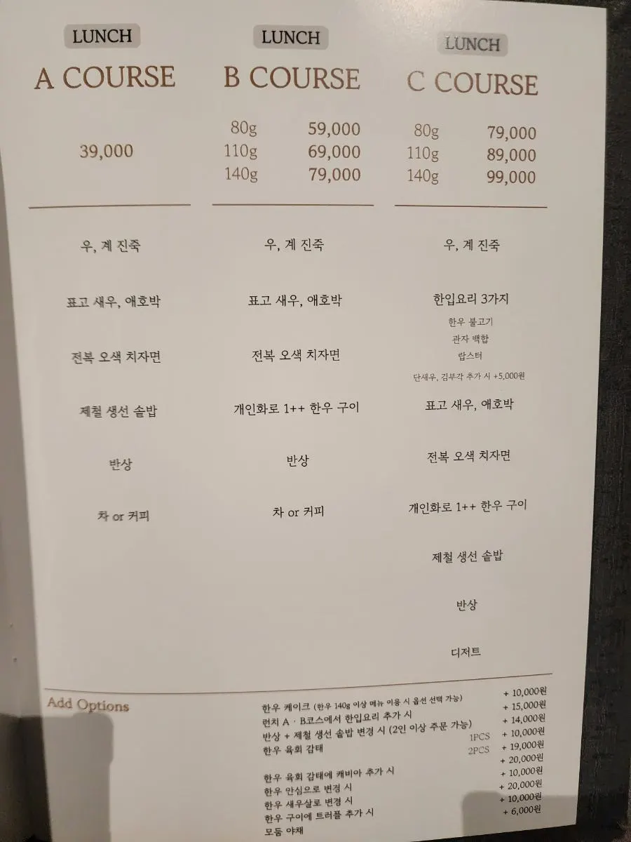 Usu Gongdeok course menu