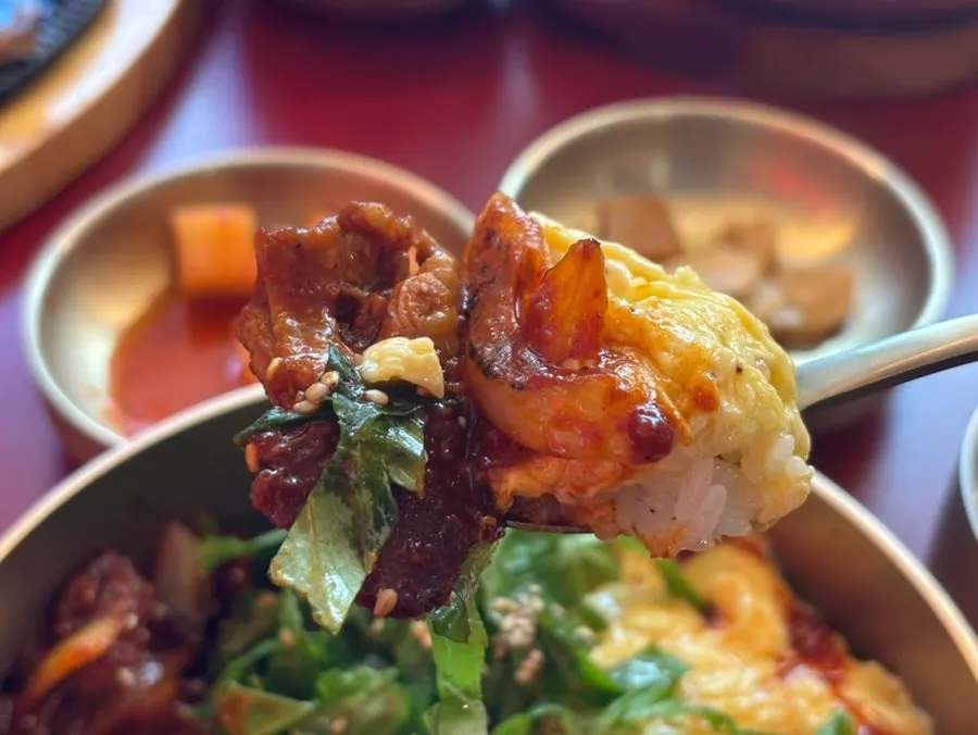 A hearty bowl loaded with meat and vegetables