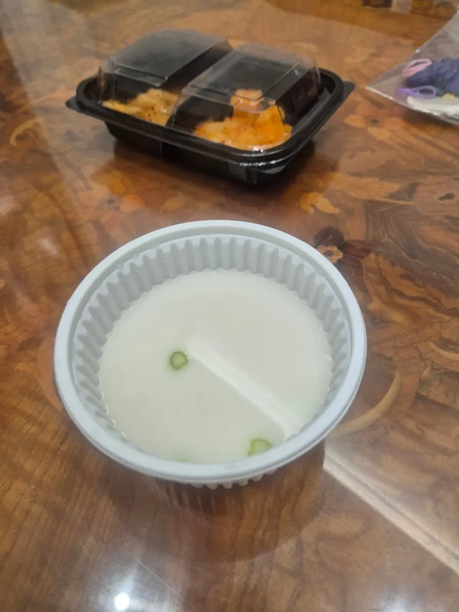 The complimentary rich bone broth soup